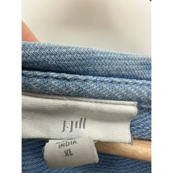 J.Jill Womens Blue Boxy Oversized Sweatshirt Size XL 3/4 Sleeve Cotton Casual - Picture 6 of 7